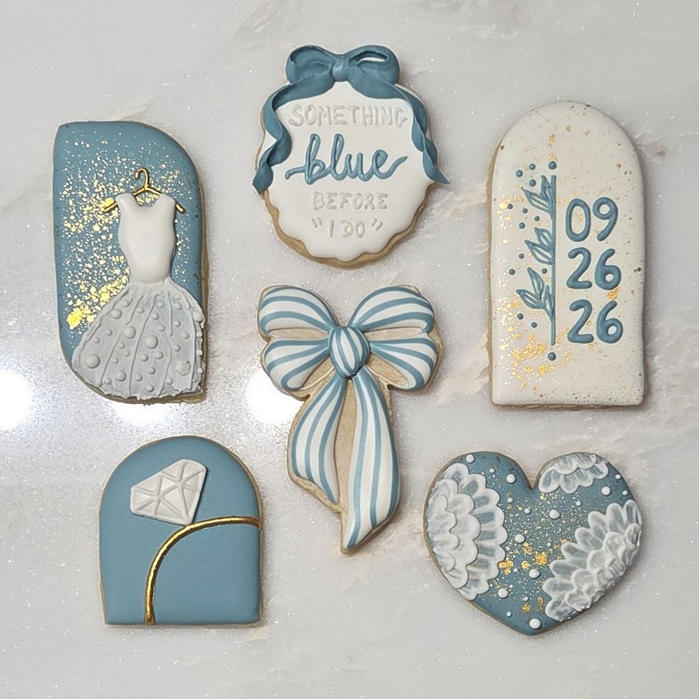 Powder-blue 'something blue' bridal shower cookies